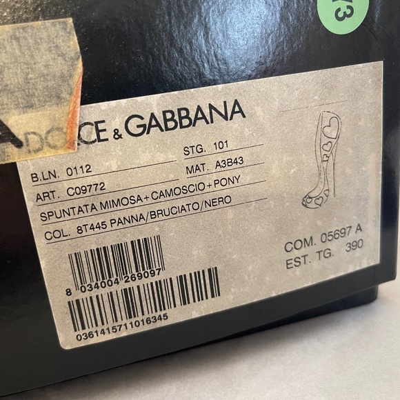 New With Box! Dolce & Gabbana Cream Heart Print Peep-Toe Heels Leopard Sole 39 - Picture 15 of 16